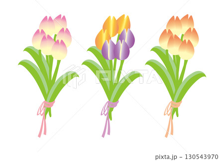 綺麗なチューリップのおしゃれなブーケ 130543970