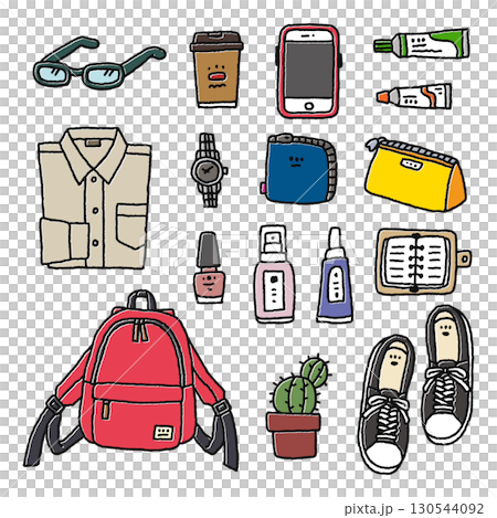 時尚時尚、雜貨、化妝品、咖啡館等插圖集 時尚時尚、雜貨、化妝品、咖啡館等插圖集 130544092