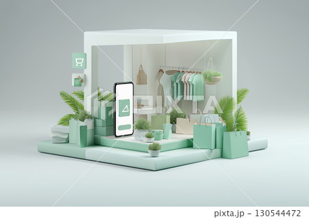 3Dスマホショッピングとバーチャルストア 3Dスマホショッピングとバーチャルストア 130544472