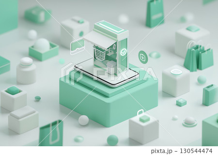 3Dで表現されたスマホ時代のオンラインショップ 130544474