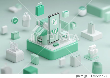 3Dで表現されたスマホ時代のオンラインショップ 130544475
