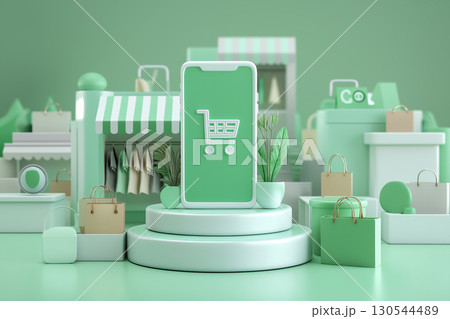 スマホで広がる3Dオンラインショッピングの世界 スマホで広がる3Dオンラインショッピングの世界 130544489