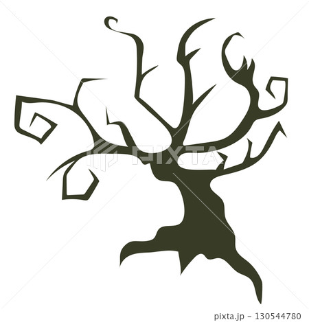 ハロウィンの不気味な木のイラスト素材 130544780