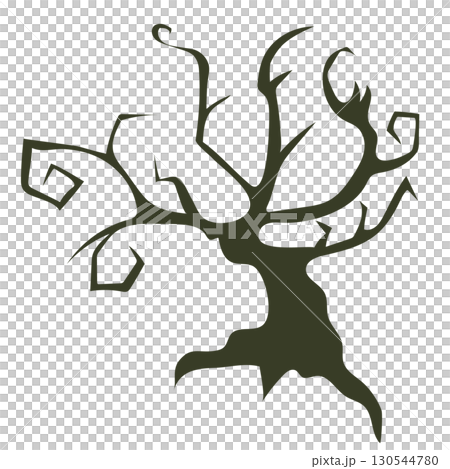 ハロウィンの不気味な木のイラスト素材 130544780