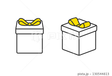 正面とななめのプレゼントボックスセット【ベクターイラスト素材】 130544813