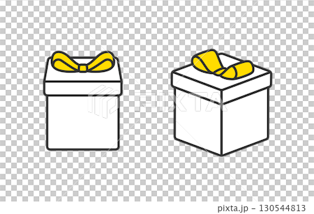 正面とななめのプレゼントボックスセット【ベクターイラスト素材】 130544813