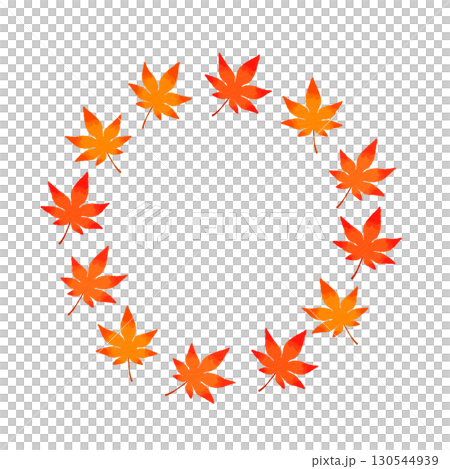 Autumn leaves round frame illustration Autumn fallen leaves Maple 130544939