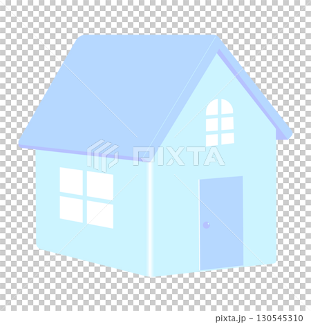 Illustration material of a cute light blue house 130545310