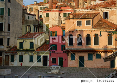 Old colorful houses in Venice. Traditional Venetian architecture Old colorful houses in Venice. Traditional Venetian architecture 130545333