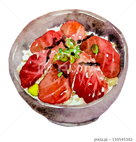 鉄火丼 手描き水彩 鉄火丼 手描き水彩 130545382