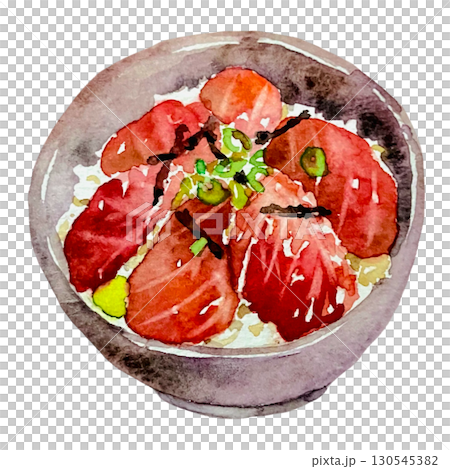 Tekkadon (Tenkadon rice bowl) hand-painted watercolor 130545382