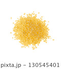 Couscous pile, dry cuscus, raw kuskus, uncooked cous cous or semolina granules on white 130545401