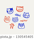 pattern with cute kitty paw and MEOW lettering. 130545405
