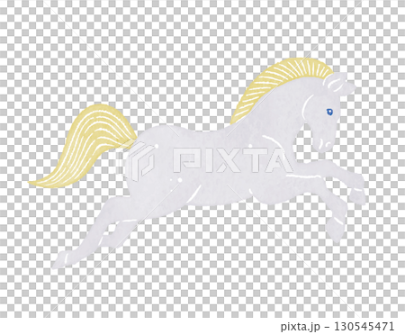 走る白い馬　ウマ　うま　午　white horse 130545471
