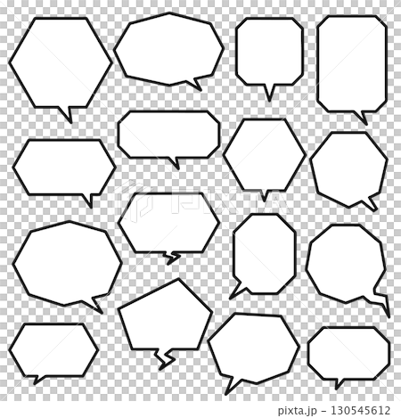 Easy-to-use simple polygonal speech bubble set. Pentagon, hexagon, octagon, white, black 130545612