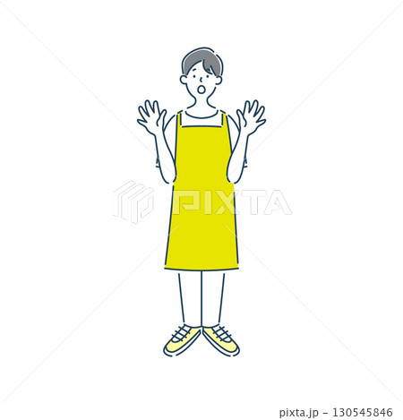 驚く男性保育士のシンプルな線画イラスト素材 驚く男性保育士のシンプルな線画イラスト素材 130545846