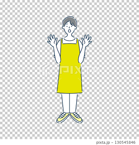 A simple line drawing of a surprised male nursery teacher 130545846