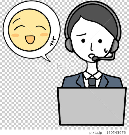 困っているコールセンターの男性と話し続ける人 困っているコールセンターの男性と話し続ける人 130545976