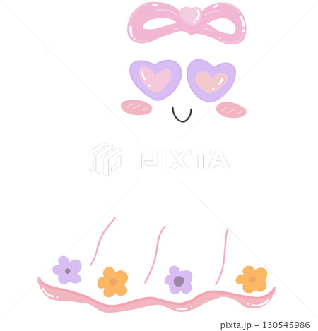cute cartoon ghost sunglasses with flowers Halloween hand drawn style i 130545986