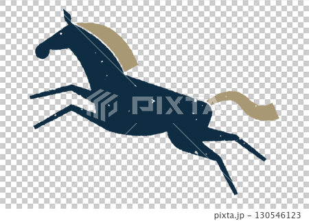 Analog print-style illustration of a prancing horse 130546123