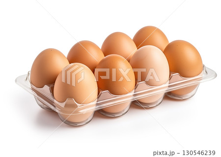 chicken egg isolated on white background. eggs raw in box 130546239