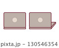 シンプルなPCを正面と斜めから見たイラスト 130546354