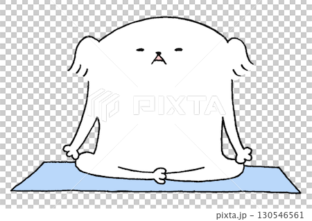 Dog meditating on a yoga mat Dog meditating on a yoga mat 130546561