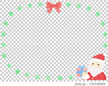 帶有星形圓框和聖誕老人禮物的聖誕插圖 130546889
