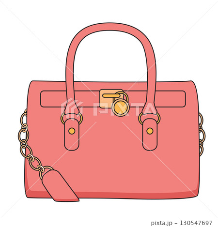 Beautiful Pink Leather Bag Isolated On White Background 130547697