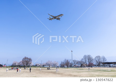 青空を飛ぶ飛行機 130547822