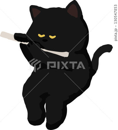 フルートを吹く黒猫 130547853