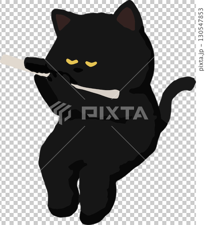 フルートを吹く黒猫 130547853