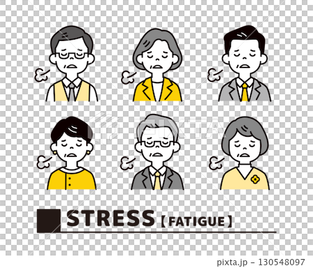 上半身向量圖示多名老年商人因壓力而嘆氣 上半身向量圖示多名老年商人因壓力而嘆氣 130548097