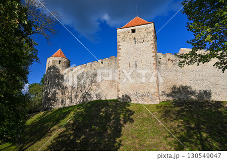 Beautiful Gothic castle Veveri. The city of Brno at the Brno dam. South Moravia - Czech Republic - Central Europe. 130549047