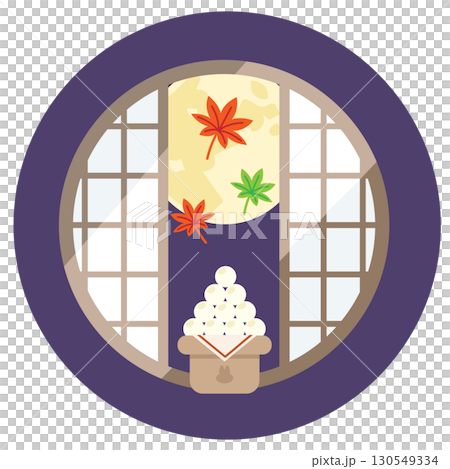 簡單可愛的賞月插畫圖標 130549334