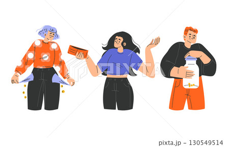 Dynamic Characters in Vibrant Outfits Creatively Expressing a Spectrum of Emotions and Feelings 130549514