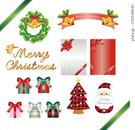 クリスマス アイコン 飾り 装飾 サンタクロース リース プレゼント あしらい カード イラスト素材 クリスマス アイコン 飾り 装飾 サンタクロース リース プレゼント あしらい カード イラスト素材 130549642