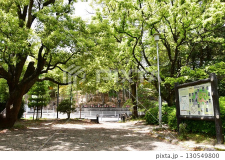 豊明市　桶狭間古戦場伝説地散策路と桶狭間古戦場案内板と新緑 130549800