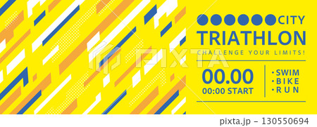 トライアスロンのチケットテンプレート_黄色 130550694