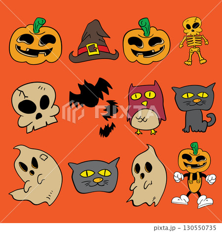 The Halloween cartoon style for Holiday concept. The Halloween cartoon style for Holiday concept. 130550735
