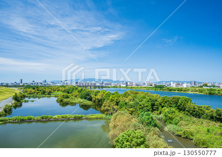 菅原城北大橋から望む城北ワンド　大阪市 130550777