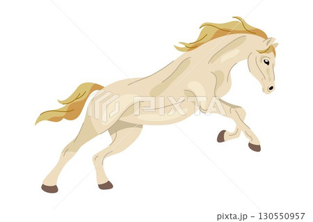 Horse motion or animal akhal teke breed. Vector turkmen mammal movement or running. Mustang or racehorse, broodmare galloping or mare action icon. Asian equestrian wildlife. Endurance, speed symbol. 130550957