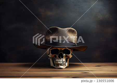 Halloween spooky pumpkin scary background with haunted house and full moon - Ai Generated 130551006