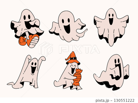 blanket ghost illustration set 130551222