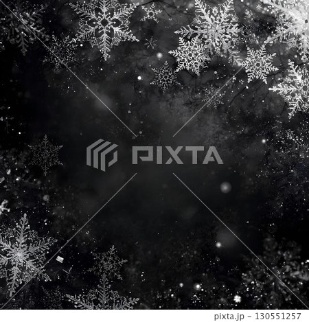 背景素材_雪の結晶イメージ（黒と銀） 130551257