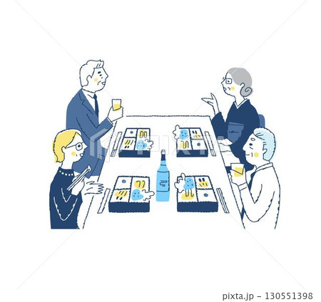 通夜ぶるまい・法事で会食をする弔問客 130551398