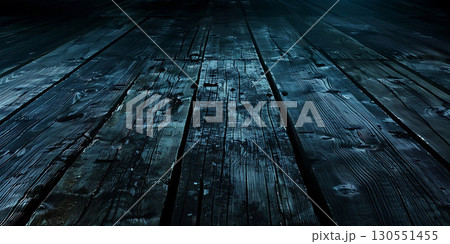 Empty wooden planks dark horror background, Happy Halloween - Ai Generated 130551455