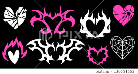 Y2k gothic heart designs with tribal flames 130551552