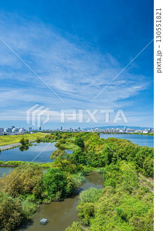 菅原城北大橋から望む城北ワンド　大阪市 130551821