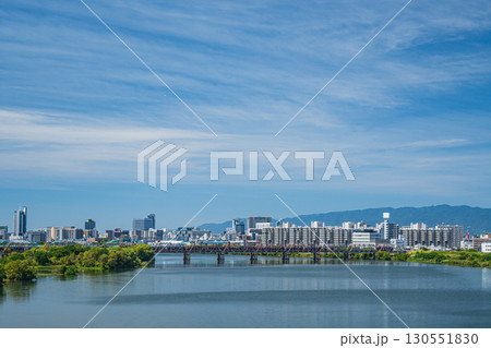 淀川風景 菅原城北大橋からの景観 大阪市 淀川風景 菅原城北大橋からの景観 大阪市 130551830